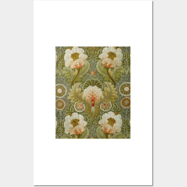 Silk Embroidery with Flowers and Leaves Wall Art by nikolaeftimov